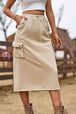 Drawstring Waist Slit Denim Skirt Bazaarbey