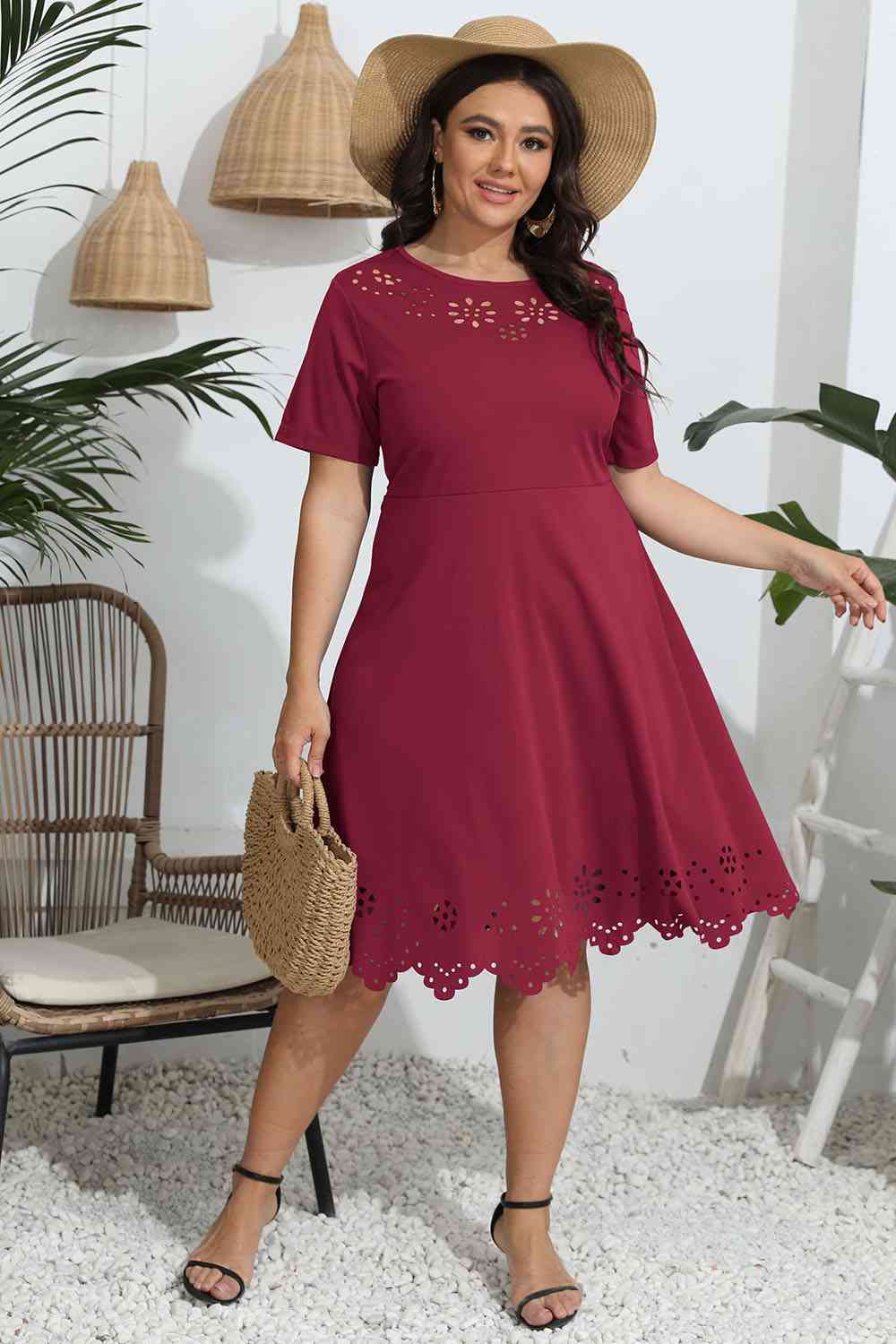 Plus Size Round Neck  Dress -BazaarBey - www.shopbazaarbey.com