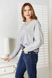  Seam Detail Round Neck Long Sleeve Top Trendsi
