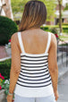  Striped Straight Neck Cami Bazaarbey