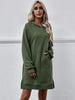 Slit Long Sleeve Hooded Dress with Pocket -BazaarBey - www.shopbazaarbey.com