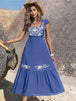 Embroidered Square Neck Ruffle Hem Dress -BazaarBey - www.shopbazaarbey.com