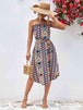 Printed Strapless Tie Belt Dress -BazaarBey - www.shopbazaarbey.com