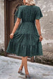 Printed Buttoned V-Neck Flutter Sleeve Dress -BazaarBey - www.shopbazaarbey.com