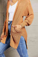  Openwork Rib-Knit Slit Cardigan Trendsi