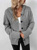 Button Up Drawstring Long Sleeve Hooded Cardigan Bazaarbey