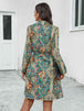 Printed Collared Neck Long Sleeve Dress -BazaarBey - www.shopbazaarbey.com