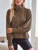 Ribbed Half Zip Collared Neck Sweatshirt Bazaarbey