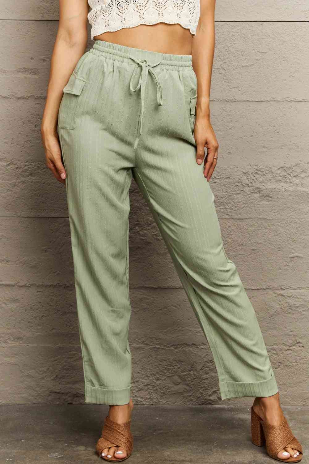 Tie Waist Long Pants Bazaarbey
