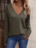 V-Neck Long Sleeve Top Trendsi