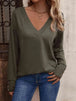 V-Neck Long Sleeve Top Trendsi