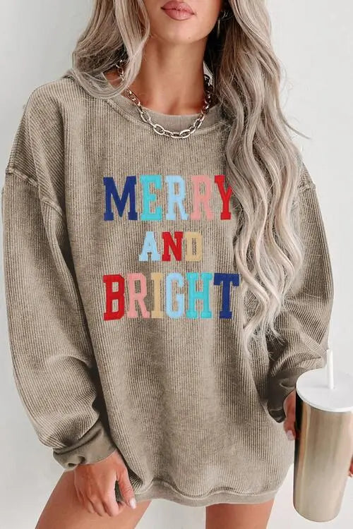 MERRY AND BRIGHT Graphic Sweatshirt Bazaarbey