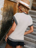  Round Neck Short Sleeve Knit Top Trendsi