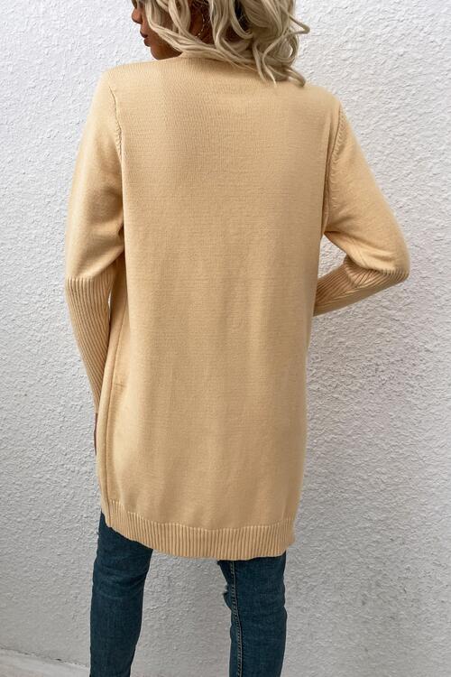 Open Front Long Sleeve Cardigan with Pockets Bazaarbey