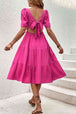 Square Neck Puff Sleeve Cutout Dress -BazaarBey - www.shopbazaarbey.com