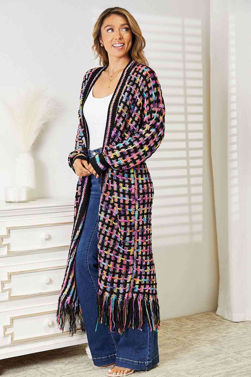   Multicolored   Hem Cardigan Trendsi