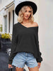 V-Neck Ribbed Dropped Shoulder Knit Top Trendsi
