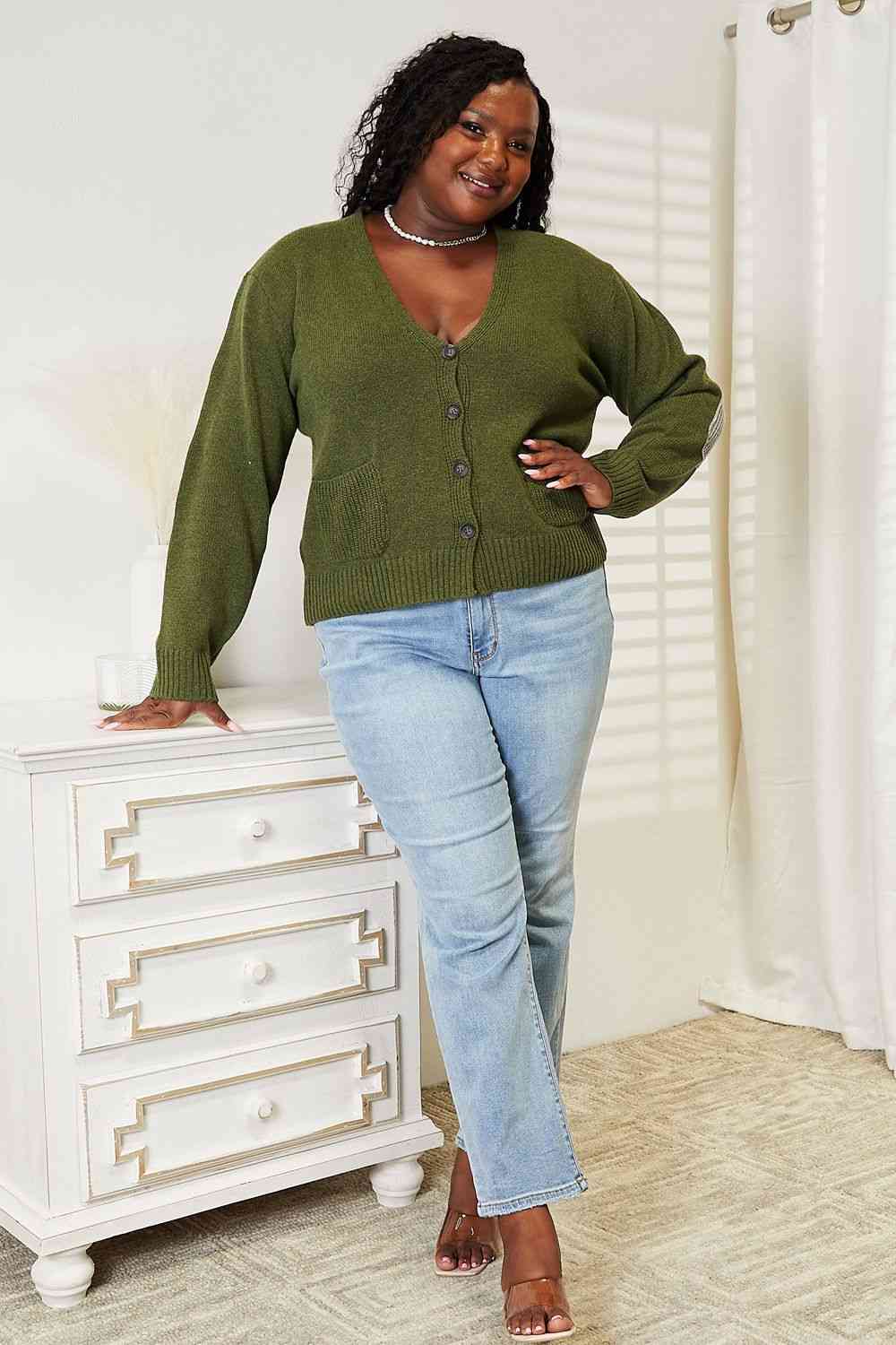   Long Sleeve V Neck Button Down Cardigan Trendsi