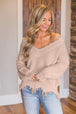 Frayed Hem Dropped Shoulder Sweater Bazaarbey