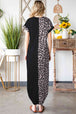 Leopard Color Block Split Dress -BazaarBey - www.shopbazaarbey.com