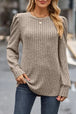 Ribbed Round Neck Long Sleeve Knit Top Trendsi