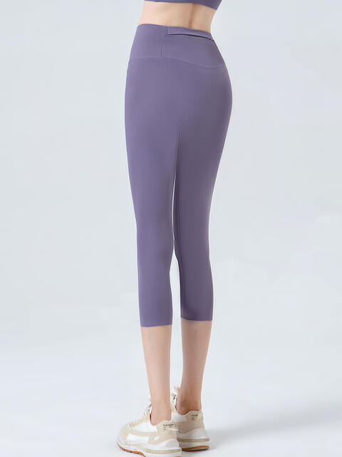 Wide Waistband Cropped Sports Leggings Bazaarbey