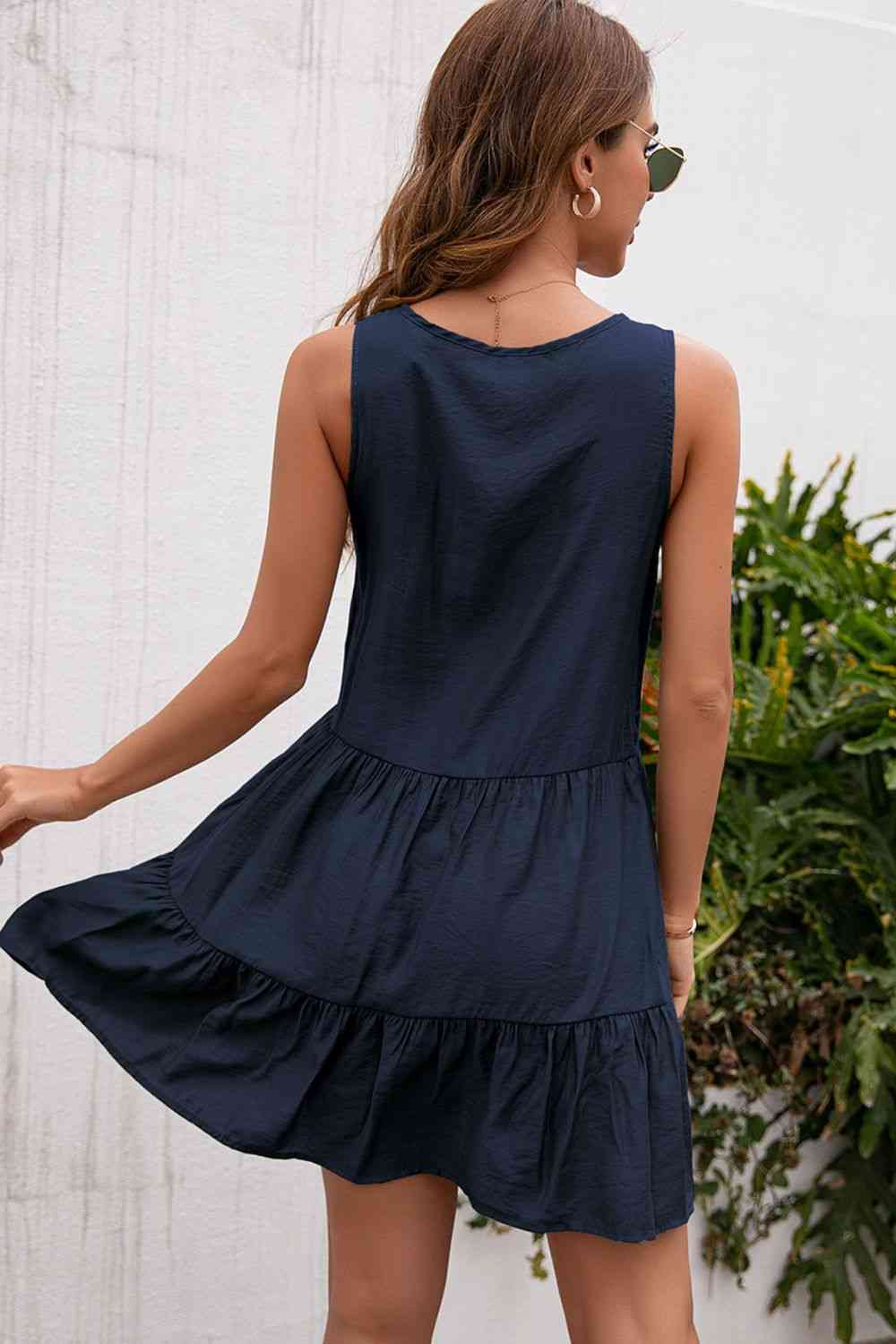 Tassel Tie Lace Trim Sleeveless Dress -BazaarBey - www.shopbazaarbey.com