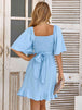 Smocked Tie Back Ruffle Hem Dress -BazaarBey - www.shopbazaarbey.com