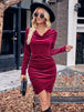 Cowl Neck Tulip Hem Dress -BazaarBey - www.shopbazaarbey.com