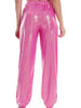 Glitter Elastic Waist Pants with Pockets Bazaarbey
