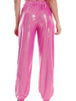 Glitter Elastic Waist Pants with Pockets Bazaarbey