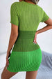 Color Block Cutout Short Sleeve Sweater Dress -BazaarBey - www.shopbazaarbey.com