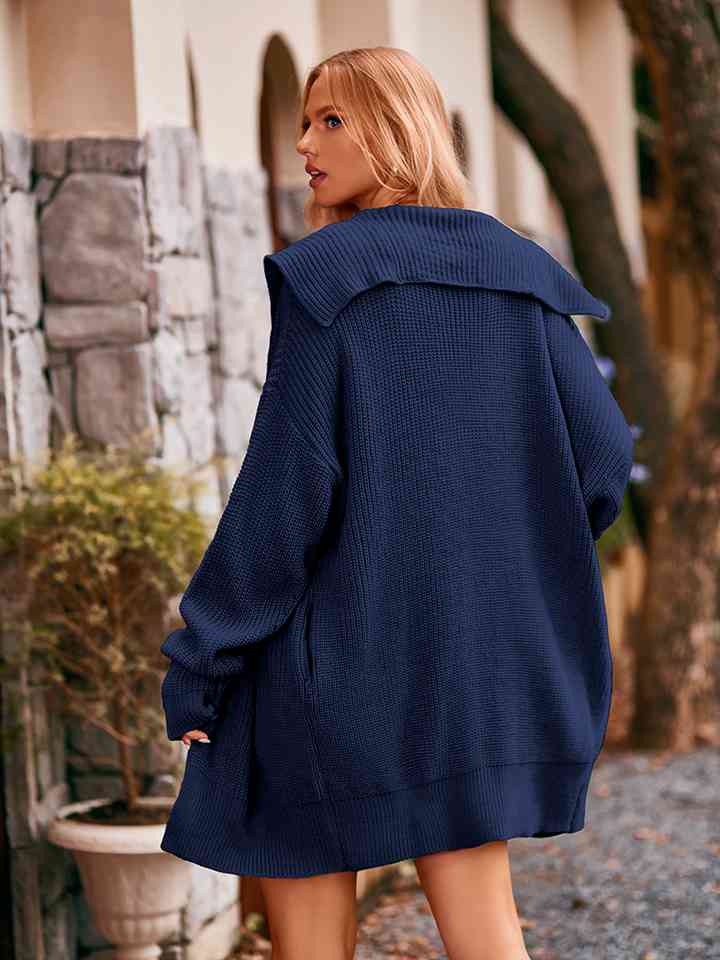 Dropped Shoulder Long Sleeve Cardigan Trendsi