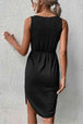 V-Neck Curved Hem Sleeveless Dress -BazaarBey - www.shopbazaarbey.com