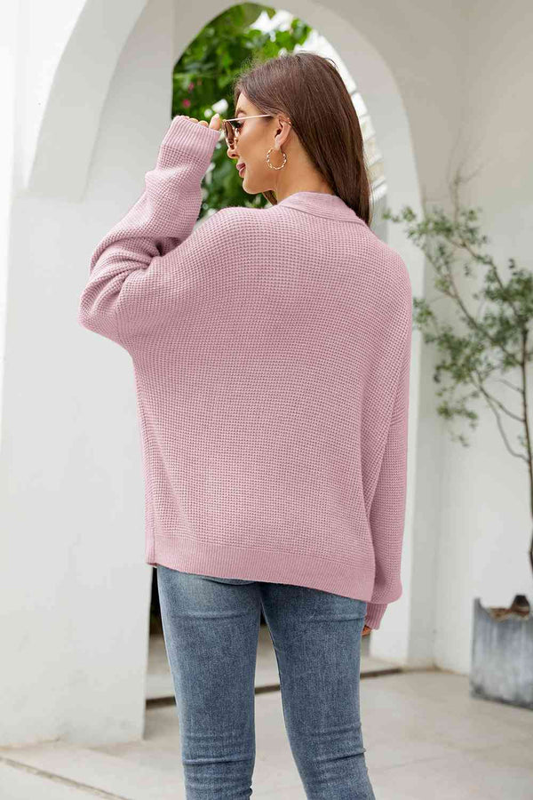 Button Up Drop Shoulder Long Sleeve Cardigan Trendsi