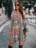 Printed Tie Front Flounce Sleeve Dress -BazaarBey - www.shopbazaarbey.com