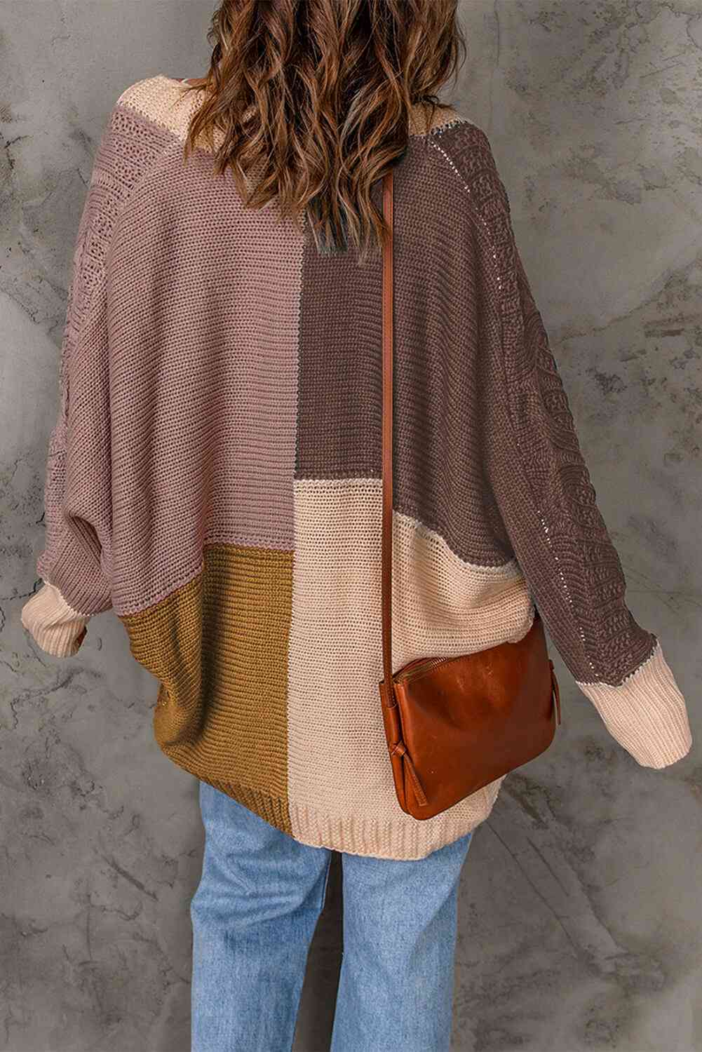 Woven Right  Cable-Knit Batwing Sleeve Cardigan Bazaarbey