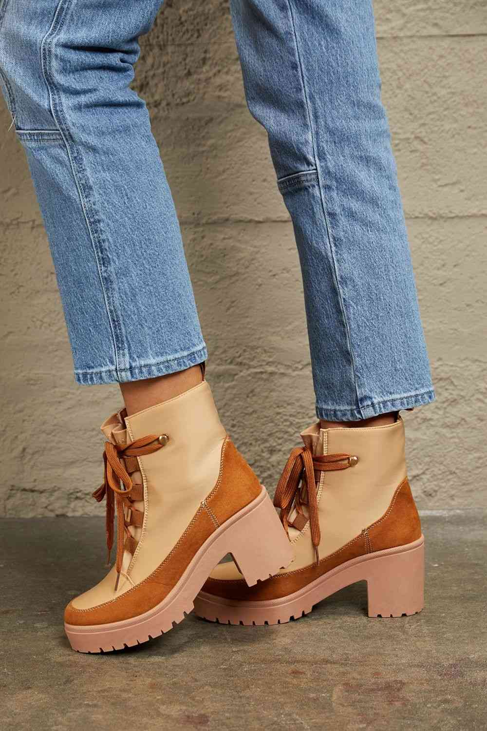  Lace Up Lug Booties Trendsi