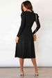 Round Neck Long Sleeve Tie Waist Sweater Dress Bazaarbey