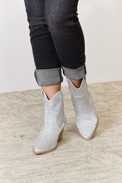  Rhinestone Ankle Cowboy Boots Trendsi