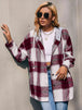 Plaid Dropped Shoulder Hooded Jacket Bazaarbey