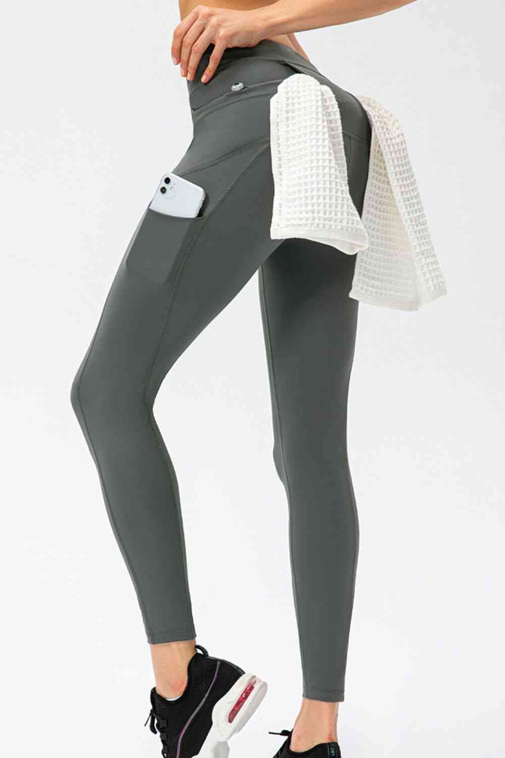 Full Size Slim Fit High Waist Long Sports Pants with Pockets Bazaarbey