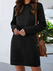 Round Neck Long Sleeve Mini Dress with Pockets -BazaarBey - www.shopbazaarbey.com