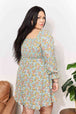  Floral Smocked Flounce Sleeve Square Neck Dress -BazaarBey - www.shopbazaarbey.com