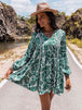 Long Sleeve V-Neck Mini Dress -BazaarBey - www.shopbazaarbey.com