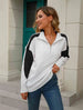 Two-Tone Collared Neck Dropped Shoulder Knit Top Trendsi