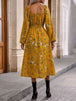Square Neck Smocked Waist Dress -BazaarBey - www.shopbazaarbey.com