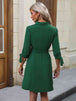 Collared Neck Button-Up Three-Quater Sleeve Dress -BazaarBey - www.shopbazaarbey.com
