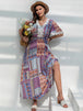  Plus Size Printed Lace Detail Short Sleeve Dress -BazaarBey - www.shopbazaarbey.com