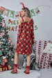 Christmas Asymmetrical Neck Long Sleeve Dress -BazaarBey - www.shopbazaarbey.com